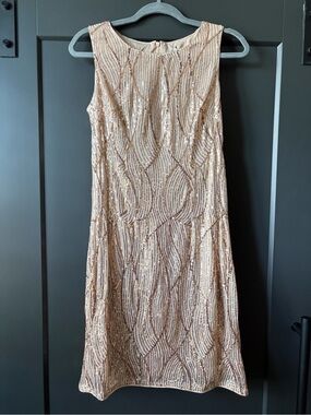 Grace Karin Rose Gold Sequin Midi Dress